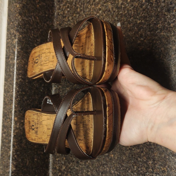 Brown Strappy Cork Wedge Sandals Size 8 - Picture 6 of 14